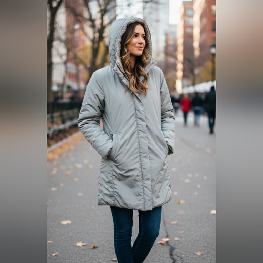 Max mara puffer Sage Green jacket rabbit fur hoodie